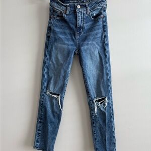 American Eagle Outfitters Blue Slim Straight Jeans Distressed